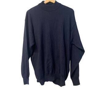 Vintage Linea Uomo Men's 2XL Navy Wool‎ Blend Crewneck Sweater Pullover